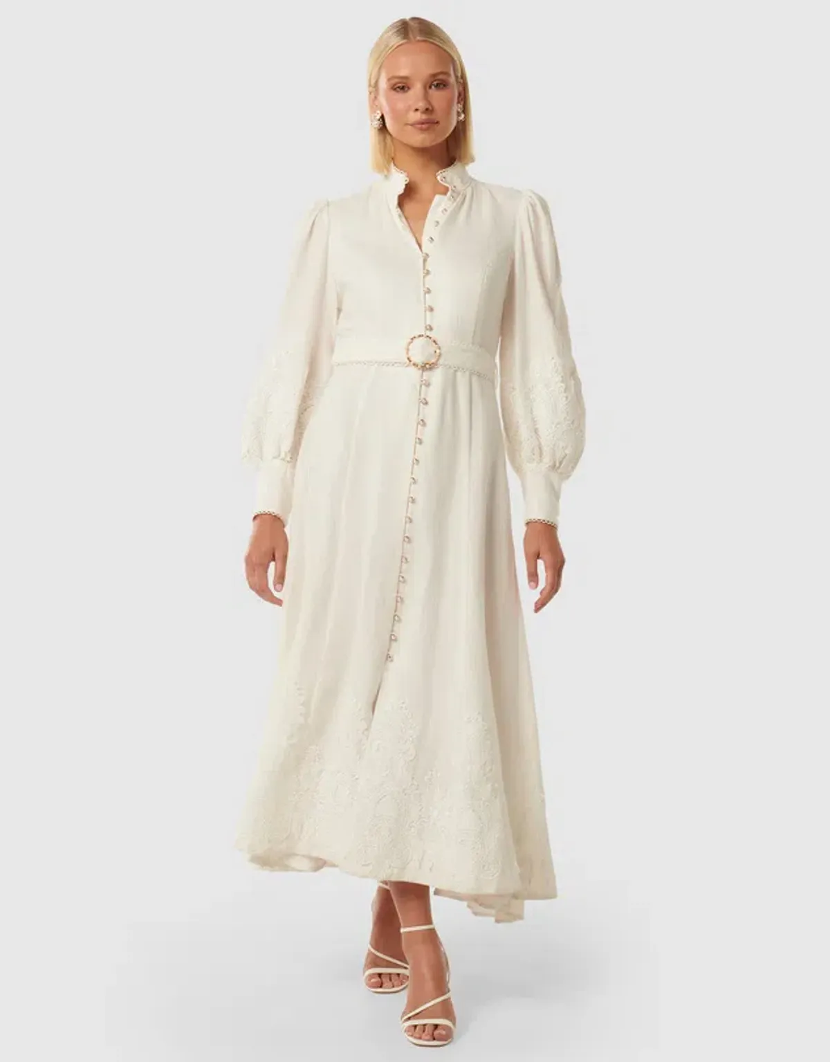 Forever New Allegra Lace Detail Dress Maxi Ivory Size AU 12 for rent on The Volte - main image