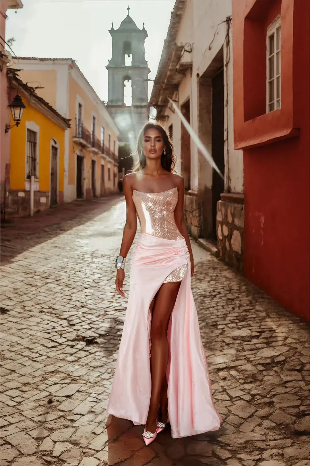 Atoir The Clara Gown Vintage Pink and Silver Size 10 for rent on The Volte - main image