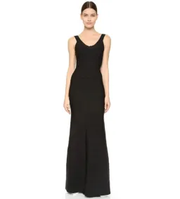 Hervé Léger Black Round Neck Gown in Black Size Medium/ AU 10  for rent on The Volte - image 1