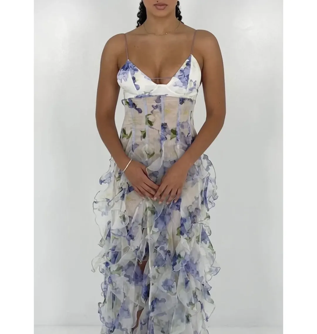 Menti Iris Flower Maxi Dress Floral Size S / AU 8 for rent on The Volte - main image