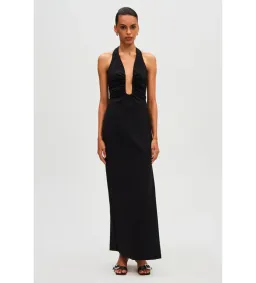 Misha Alusia Stretch Twill Maxi Dress in Black Size 8 for rent on The Volte - image 1