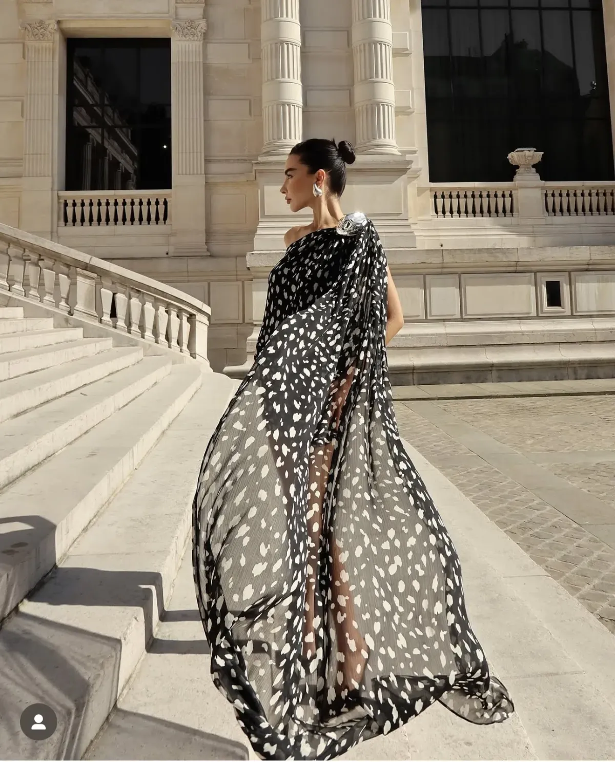 Leam Almes Dalmatian Print Chiffon Mini Dress with Metal Stone Size XS / AU 6 for rent on The Volte - main image