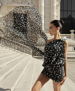 Leam Almes Dalmatian Print Chiffon Mini Dress with Metal Stone Size XS / AU 6 for rent on The Volte - image 5