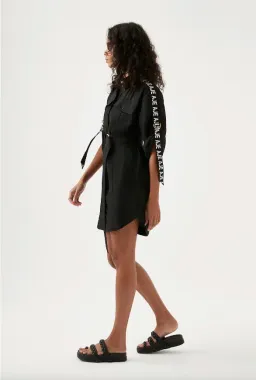 Aje Signal Logo Shirt Mini Dress Black Size 12 for rent on The Volte - image 2