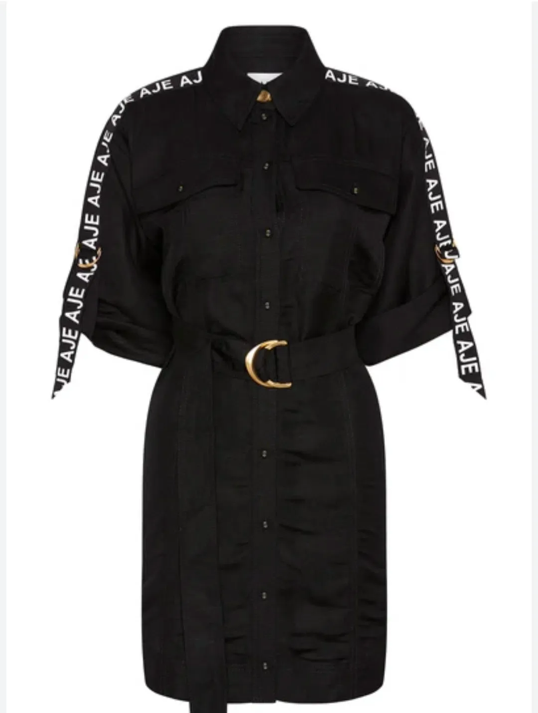Aje Signal Logo Shirt Mini Dress Black Size 12 for rent on The Volte - main image