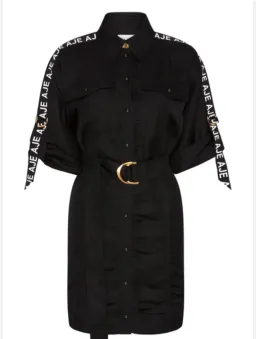 Aje Signal Logo Shirt Mini Dress Black Size 12 for rent on The Volte - image 5