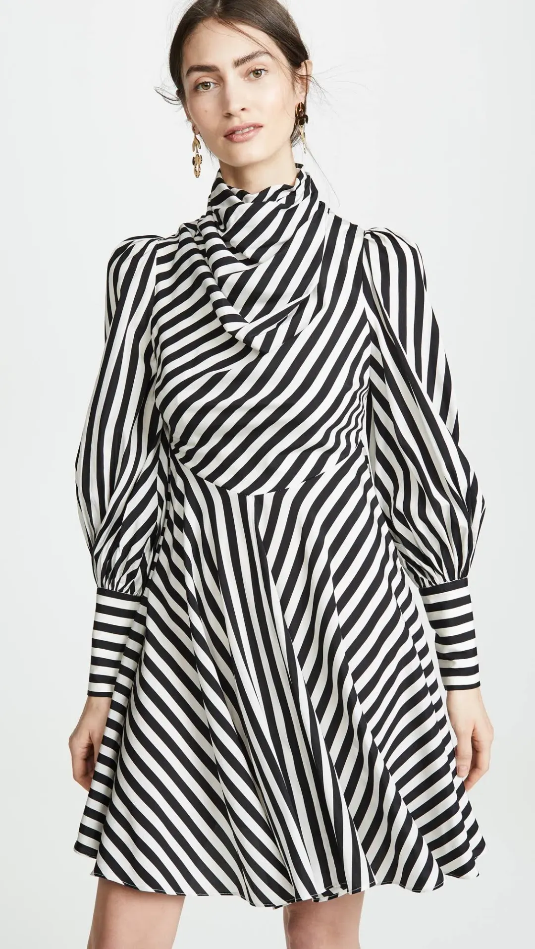 Zimmermann Zippy Cowl Short Dress Black Stripe Size 8 for rent on The Volte - main image