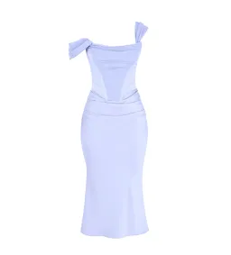 House of CB Natalya Sky Satin Corset Midi Dress Sky Blue Size S/Size AU 8 for rent on The Volte - image 6