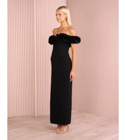 Azzurielle Farley Frill Off Shoulder Gown Black Size 8 for rent on The Volte - image 4