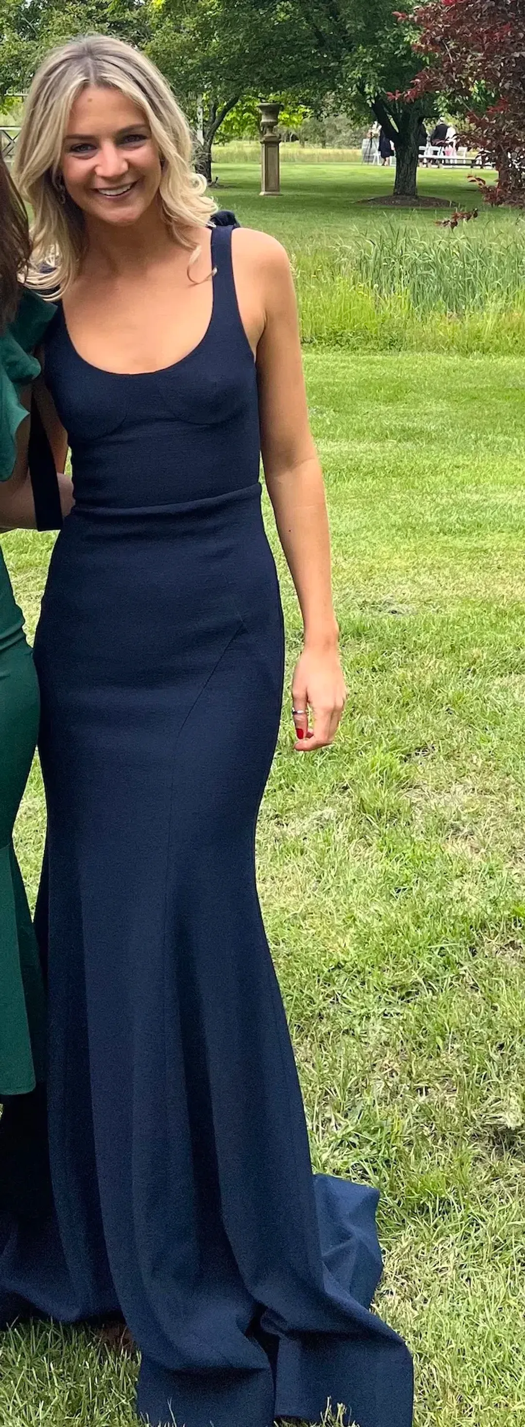 Rebecca Vallance Breakers Cutout Crepe Maxi Dress Navy Size AU 6 for rent on The Volte - main image