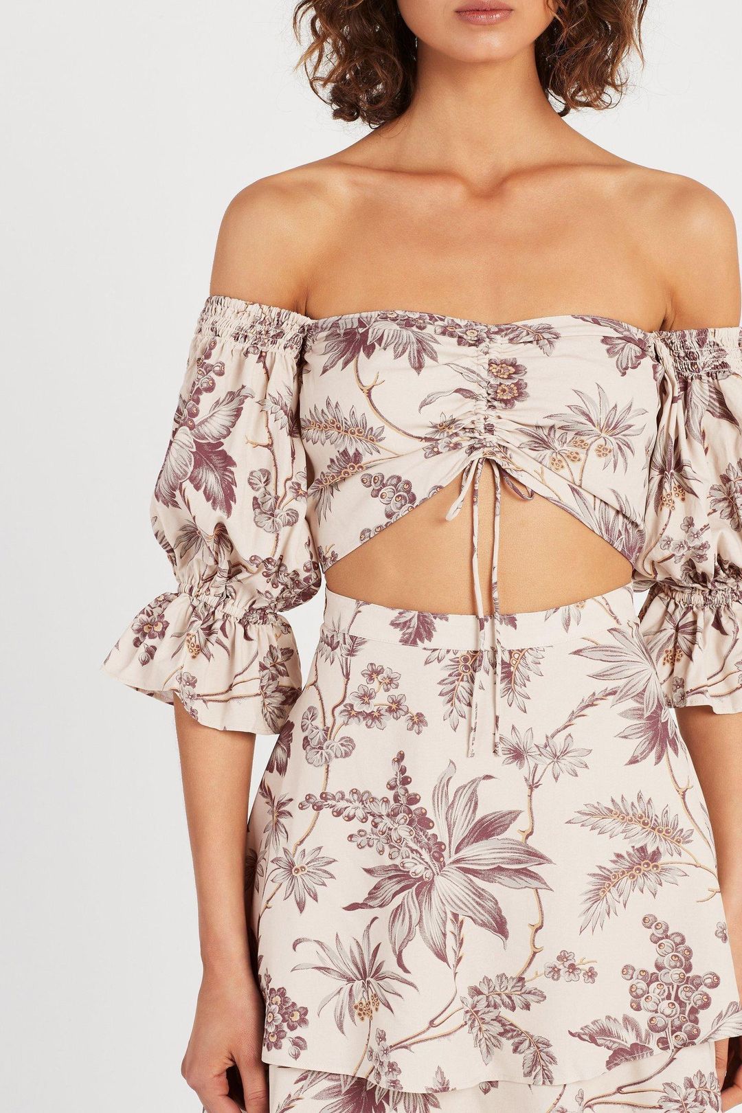 Sir The Label Avery Cut Out Gown Midi Brown Print Size AU 6 for rent on The Volte - main image