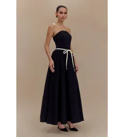 MESHKI Penny Strapless Contrast Midi Dress Black & White Size M/AU 10 for rent on The Volte - image 2