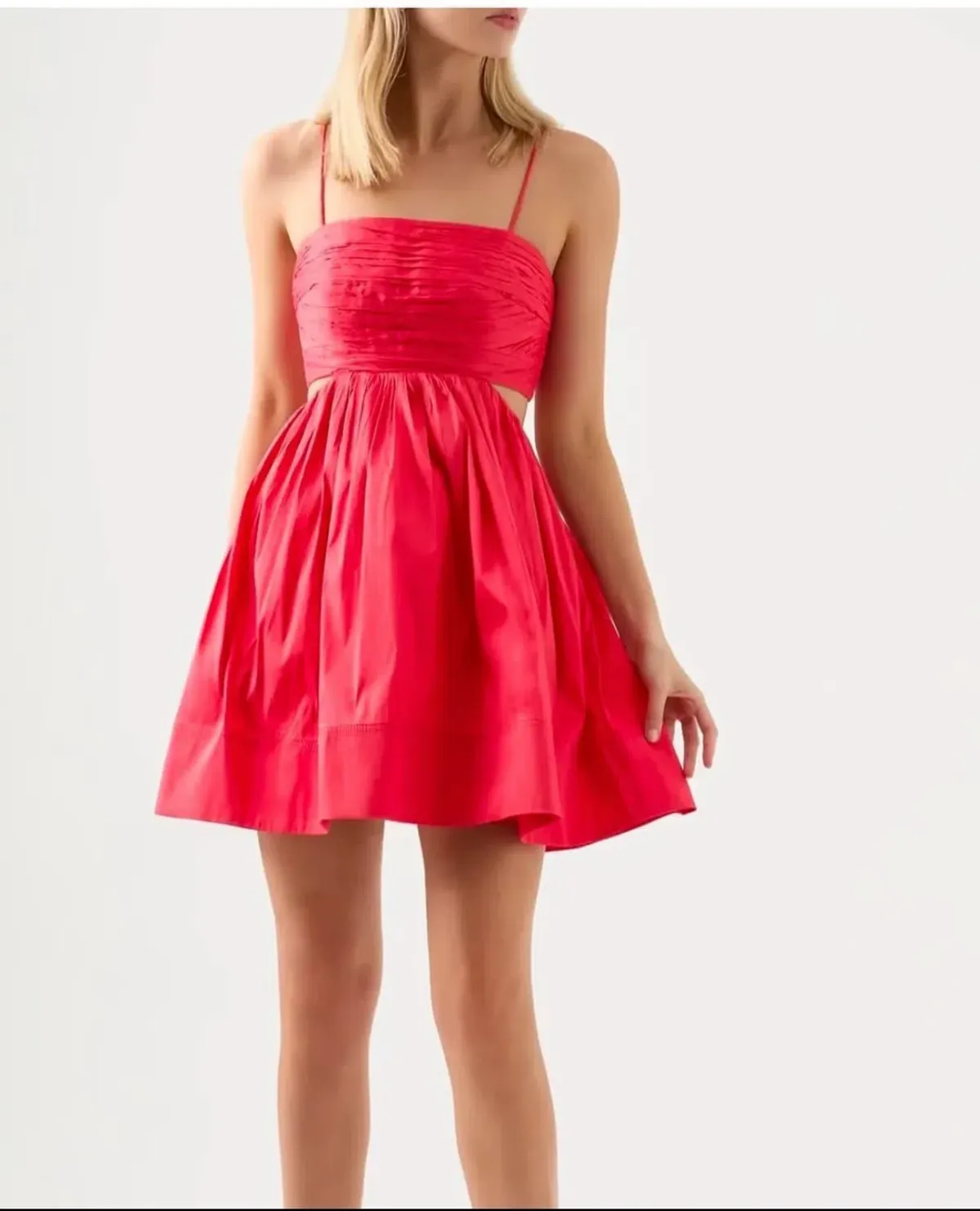 Aje Liza Ruched Mini Dress Pink Size AU 10 for rent on The Volte - main image