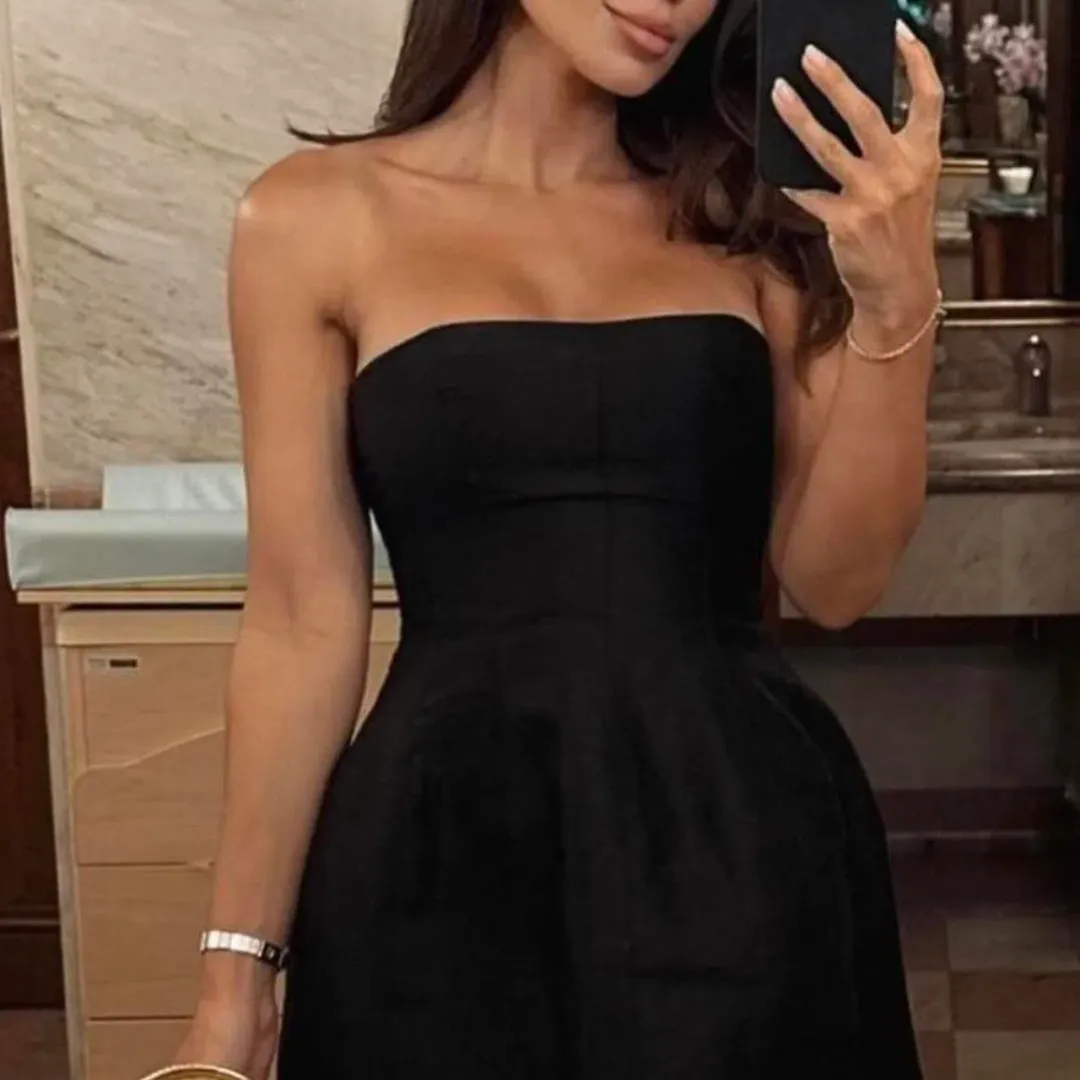 AJE Beret Strapless Mini Dress Black Size AU 8 for rent on The Volte - main image