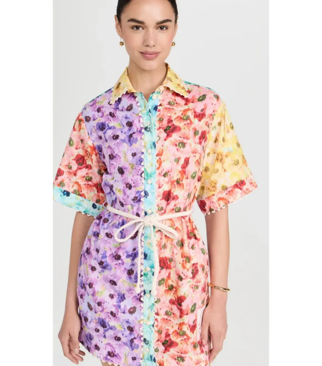 Zimmermann Lightburst Trimmed Shirtdress in Spliced Size 4 / AU 16 for rent on The Volte - main image