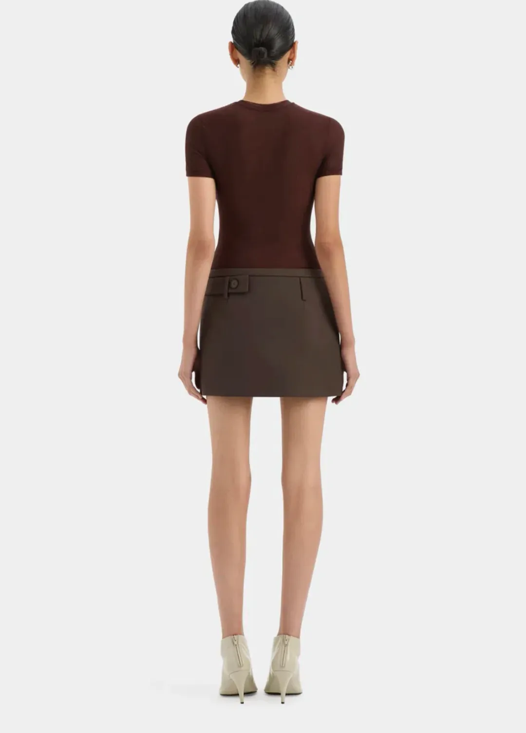 Sir The Label Sandrine Button Mini Skirt Brown Size 4  for rent on The Volte - main image