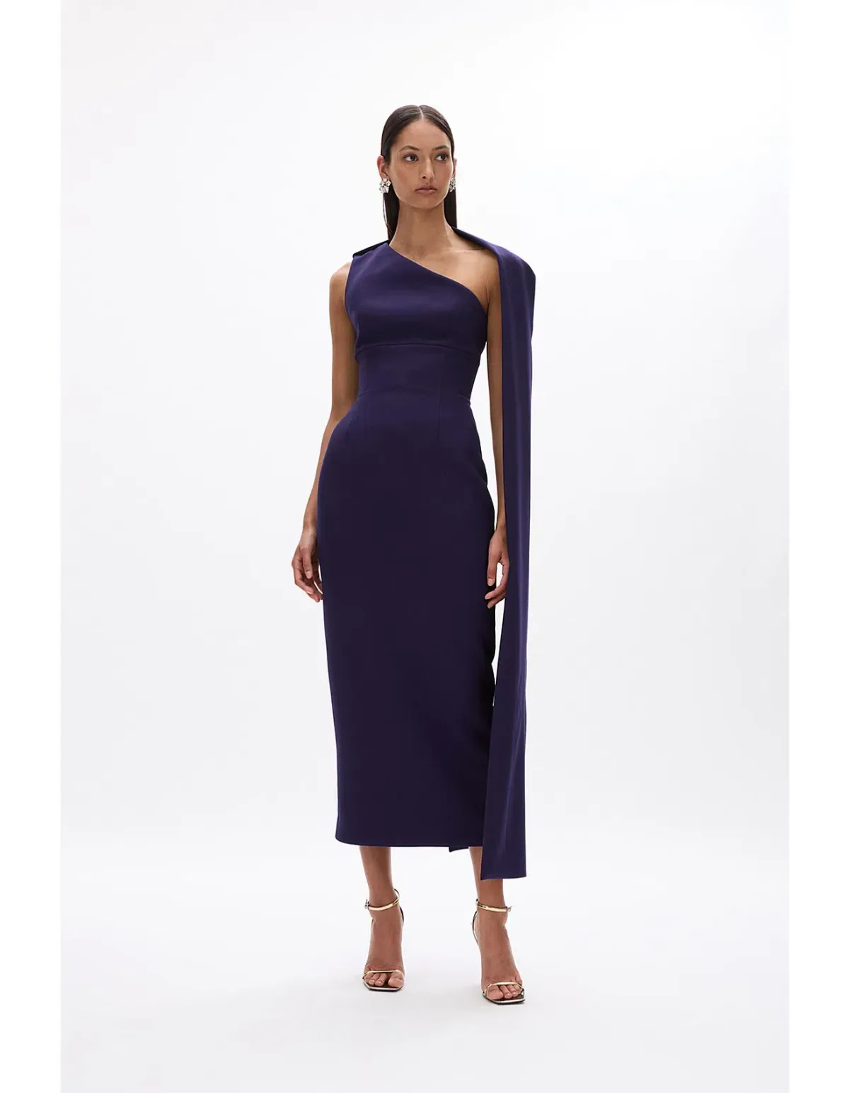Rachel Gilbert Clara Midi Dress Dark Indigo Dark Purple Size 1 / Size AU 8 for rent on The Volte - main image