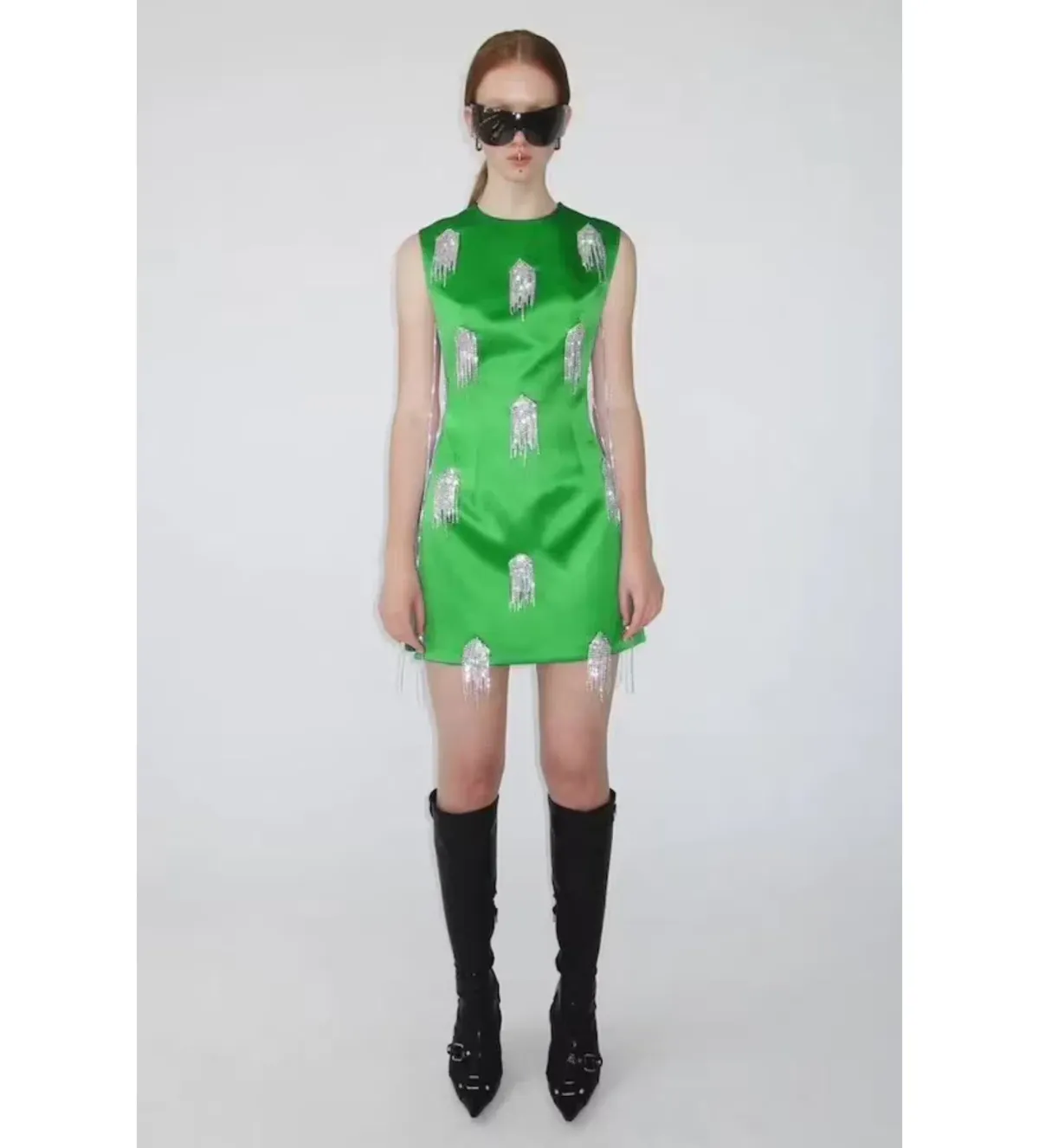 KOURH Onirique Crystal Mini Dress Green Size M/AU 10 for rent on The Volte - main image