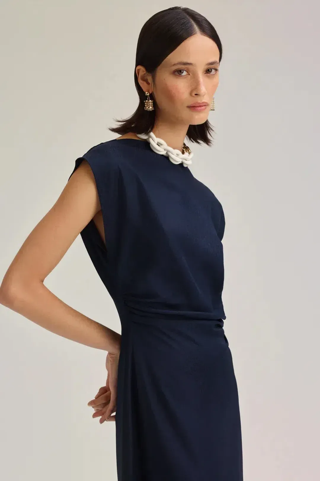 Scanlan Theodore Silk Jacquard Dress in Navy Size 8 for rent on The Volte - main image