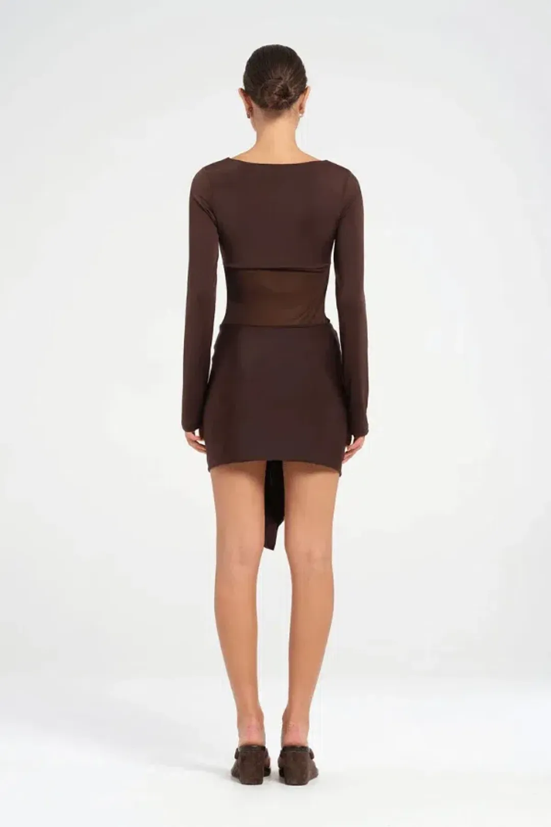 Benni Juni Mini Dress in Chocolate Size 8 for rent on The Volte - main image