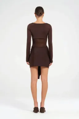 Benni Juni Mini Dress in Chocolate Size 8 for rent on The Volte - image 3