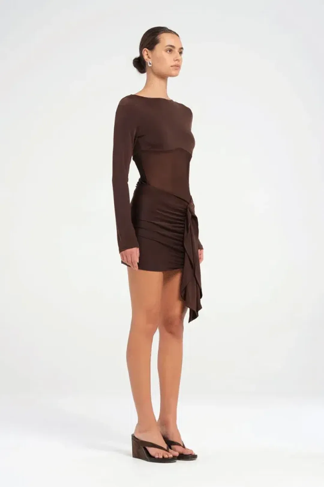 Benni Juni Mini Dress in Chocolate Size 8 for rent on The Volte - main image