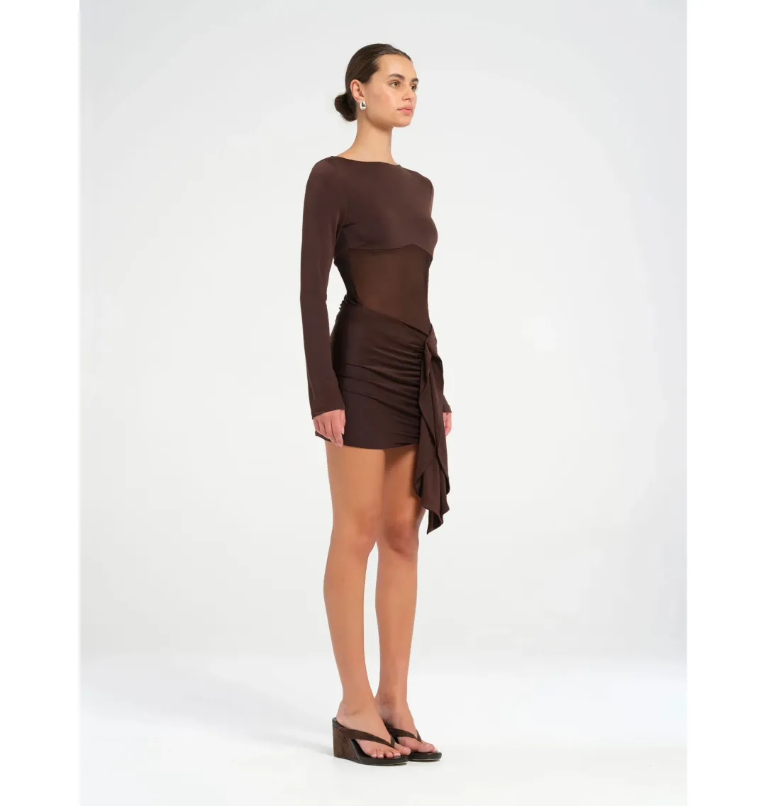 Benni Juni Mini Dress in Chocolate Size AU 10 for rent on The Volte - main image