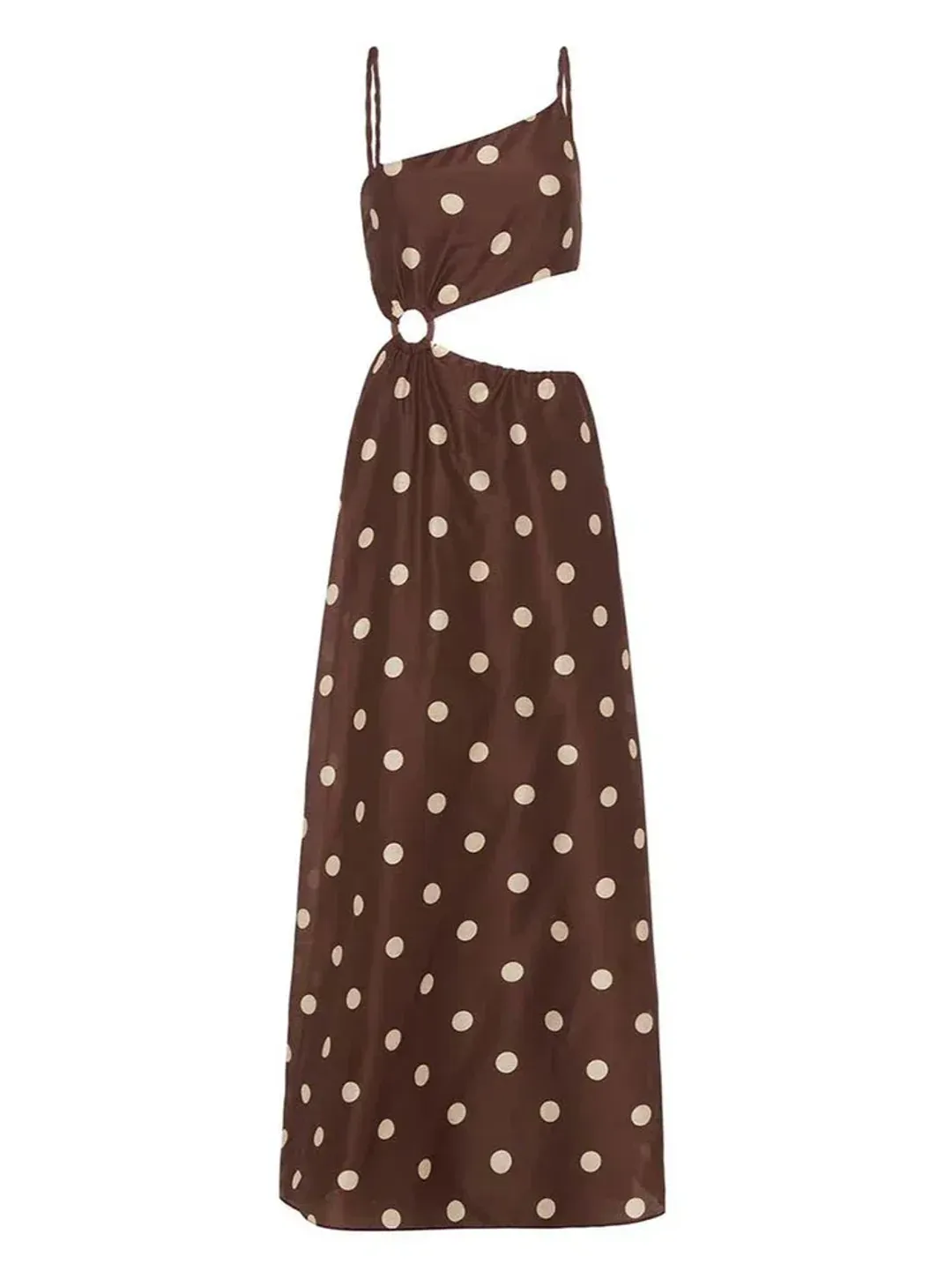Sir The Label Vivi Asymmetrical Cut Out Dress in Marlon Polka Dot Size 0/ AU 6 for rent on The Volte - main image