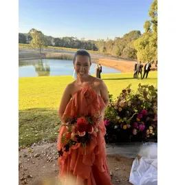 Aje Pandorea Layered Maxi Dress Coral Clay Size AU 6 for rent on The Volte - image 5