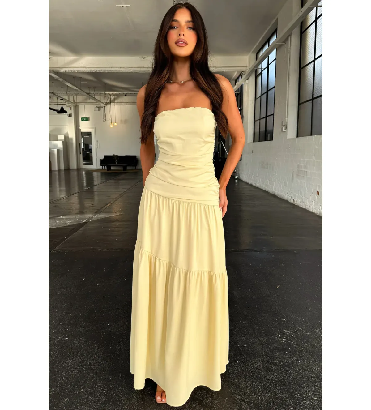  Thats so fetch Charlotte Strapless Maxi Dress in Yellow Size AU 12 for rent on The Volte - main image