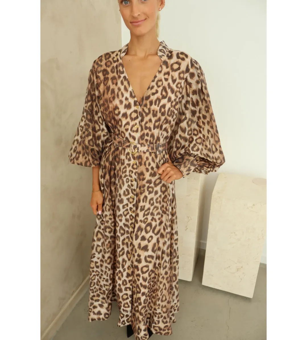 Aje Isabella Shirtdress Midi Leopard Print Size 12 for rent on The Volte - main image