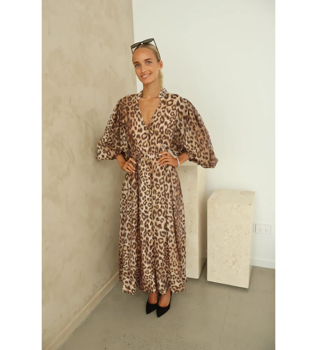Aje Isabella Shirtdress Midi Leopard Print Size 12 for rent on The Volte - main image