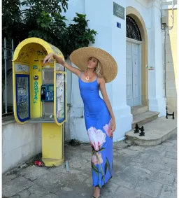 With Harper Lu Cobalt Peony Maxi Slip dress Size S/ AU 8 for rent on The Volte - image 3