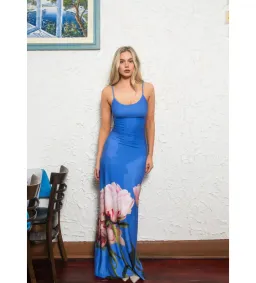 With Harper Lu Cobalt Peony Maxi Slip dress Size S/ AU 8 for rent on The Volte - image 1