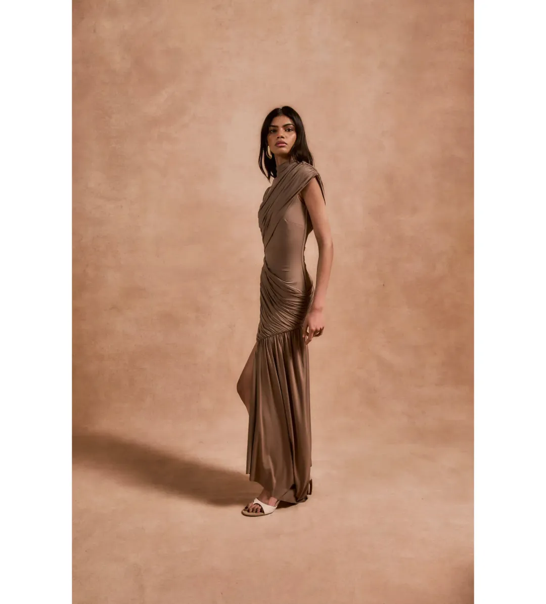 De La Vali Ravenna Mini Dress Taupe Size 12 for rent on The Volte - main image