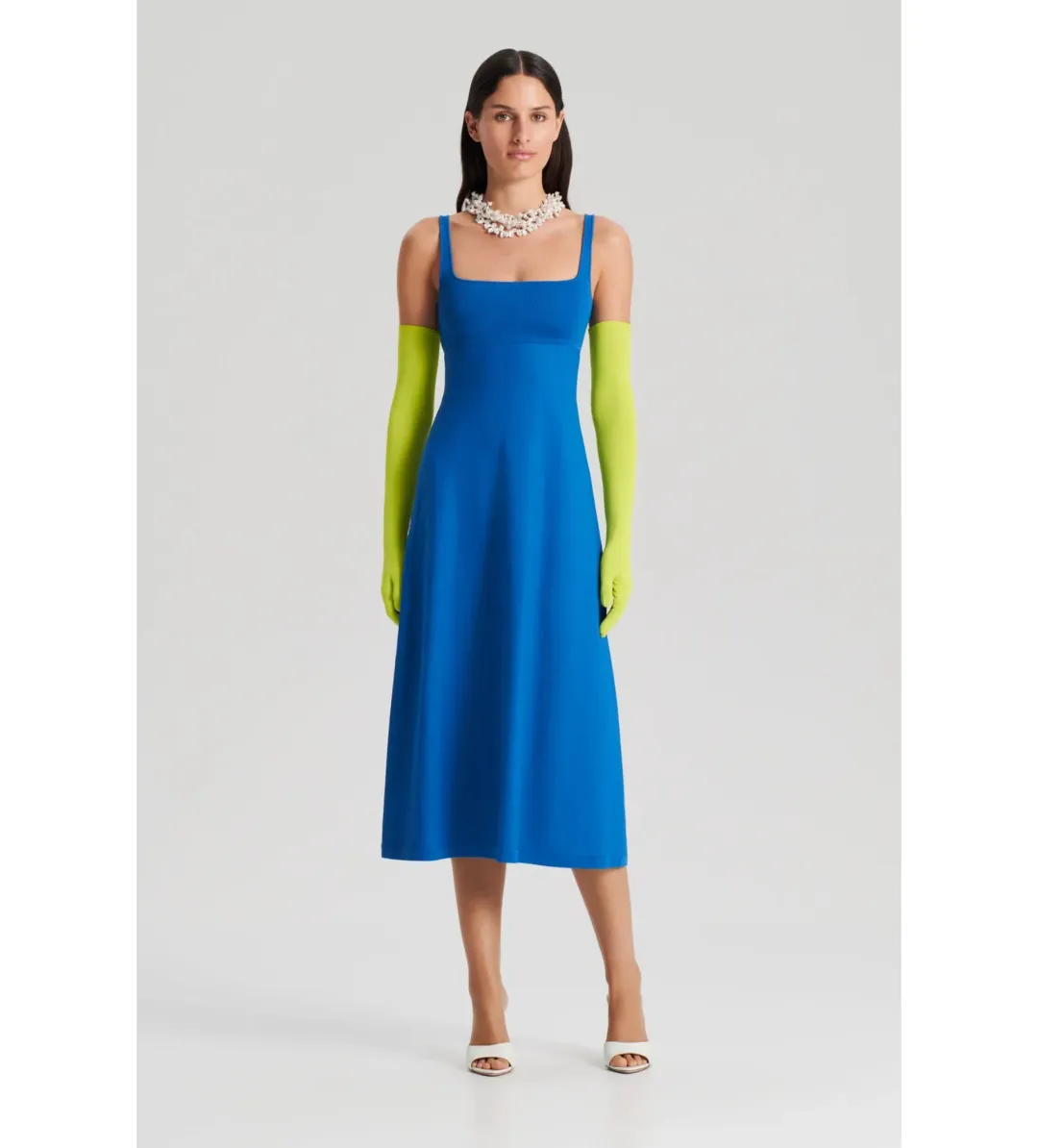 Scanlan Theodore Crepe Knit Square Neck Dress Azure size 10 for rent on The Volte - main image