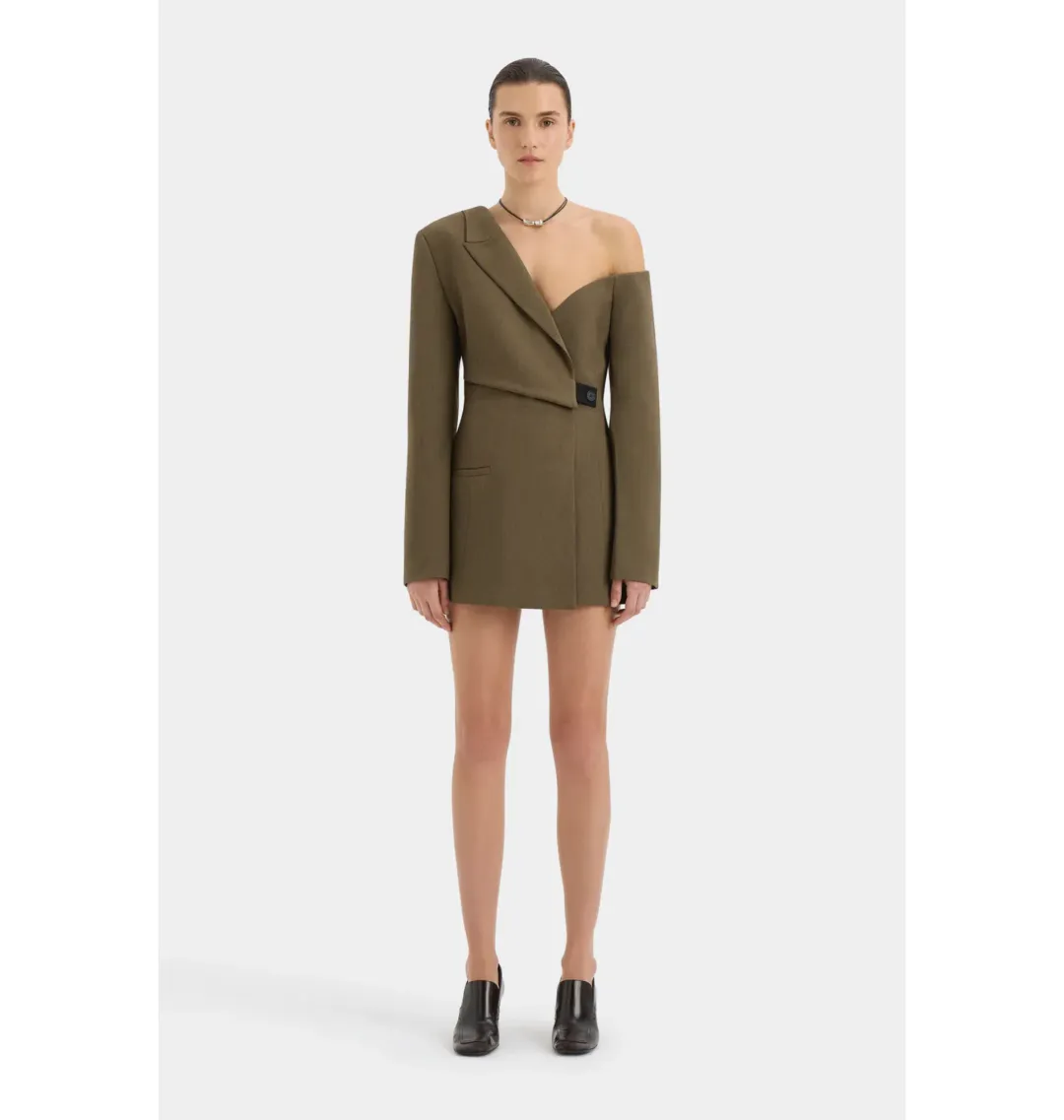 Sir the Label Sartoria Mini Dress in Chocolate Marle Size 0 AU 6  for rent on The Volte - main image