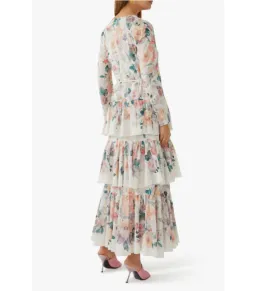 Zimmermann Acacia Tiered Maxi Dress Ecru With Floral Print Size 3 / AU 14 for rent on The Volte - image 2