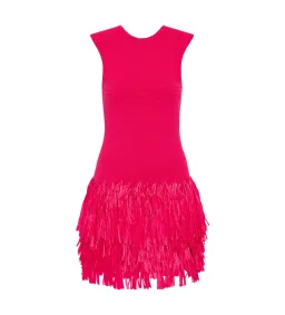 Aje Rushes Raffia Knit Mini Dress Deep Fuschia Size 12 for rent on The Volte - image 4