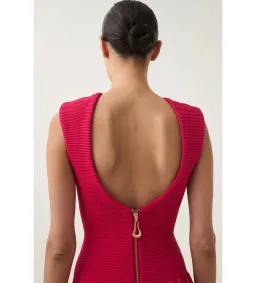 Aje Rushes Raffia Knit Mini Dress Deep Fuschia Size 12 for rent on The Volte - image 3