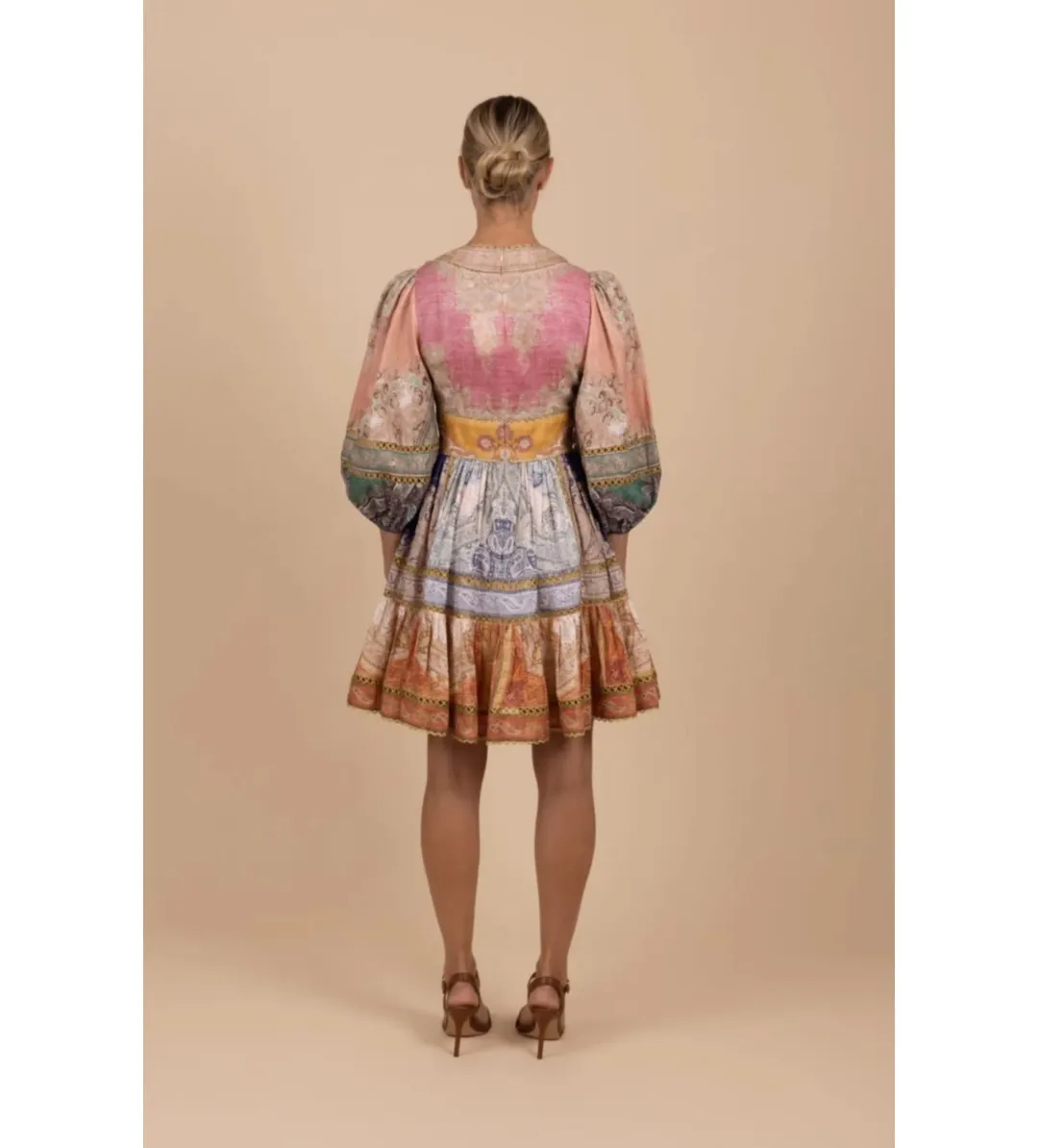 Zimmermann Anneke Lantern Mini Dress in Print Size 2 / AU 12 for rent on The Volte - main image
