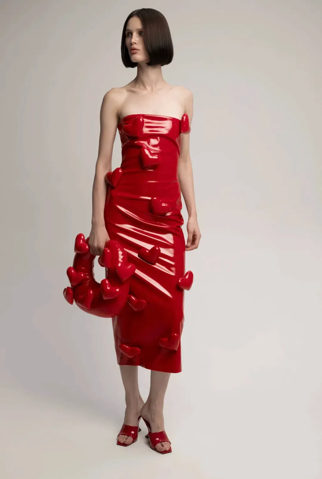 Cult Naked Love Killa Dress in Red Patent Size 8 for rent on The Volte - main image