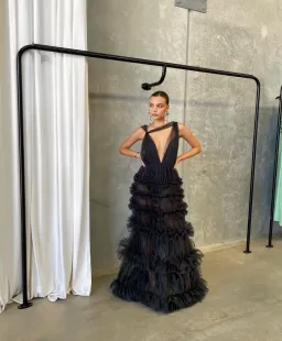 Lexi Mariella Tulle Maxi Dress Charcoal Black Small Size 8 for rent on The Volte - image 3