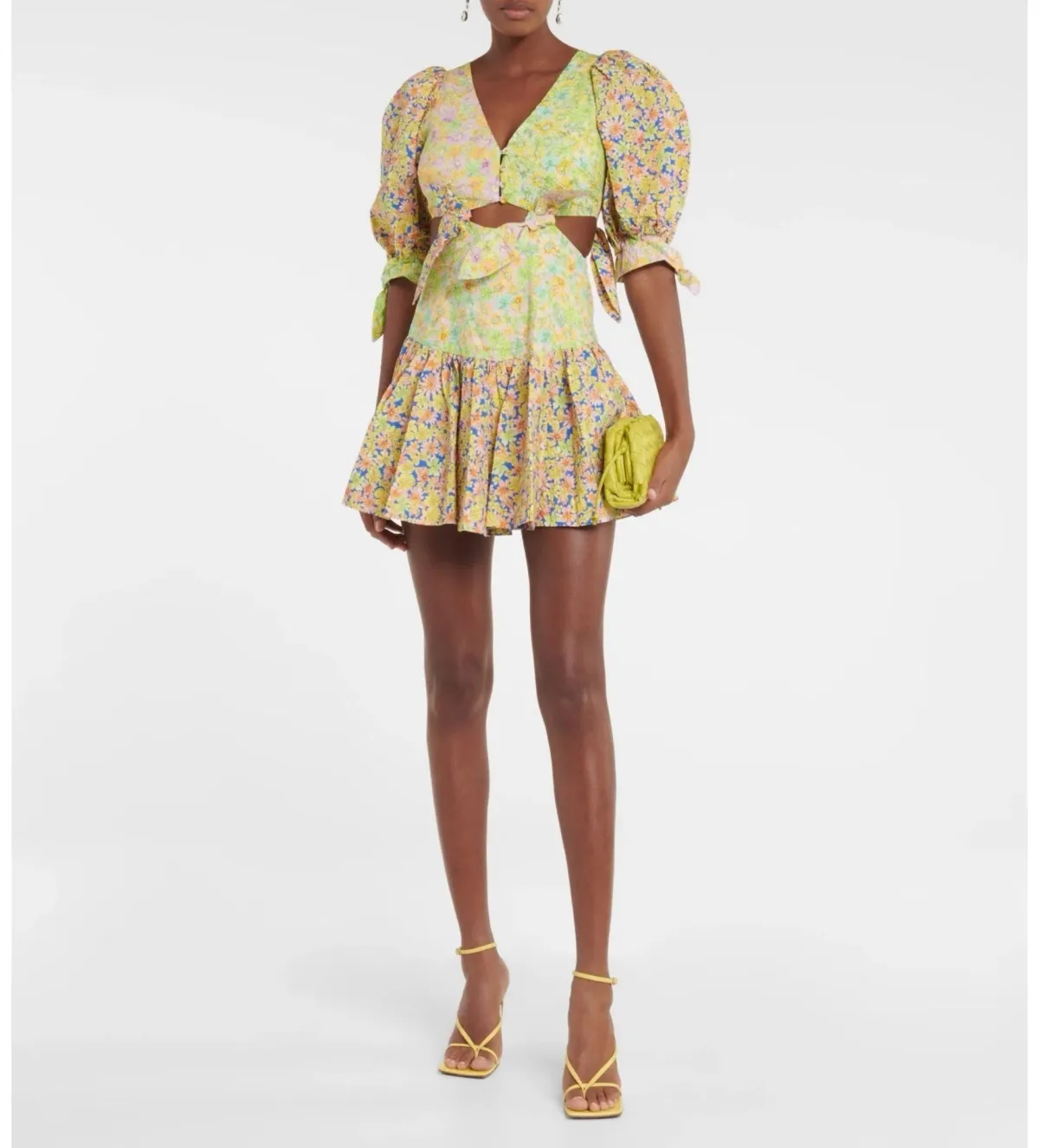 Alemais Daisy Spliced Linen Mini Dress Floral AU 14/ US 10 for rent on The Volte - main image
