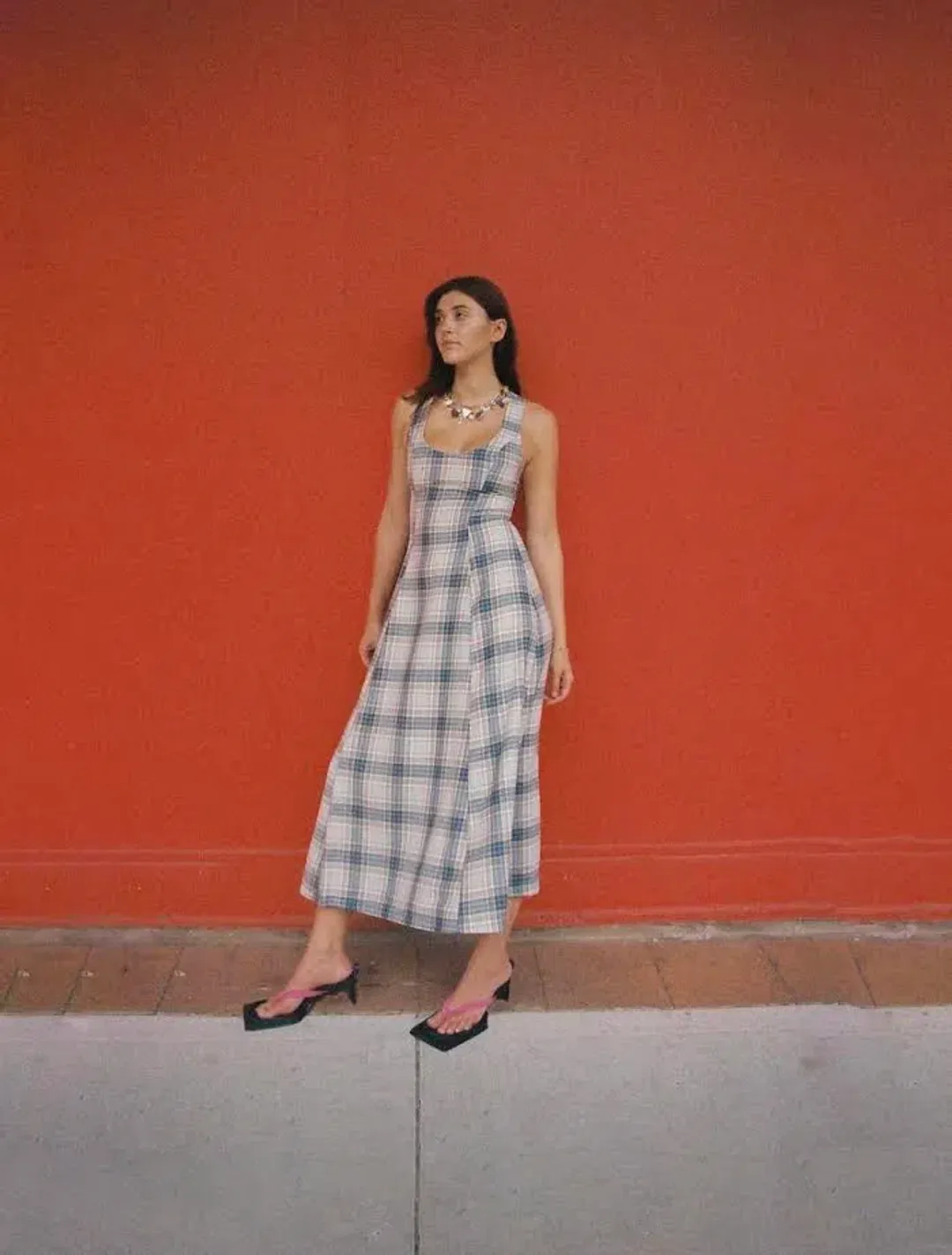 Katharina Lou Annabel Dress In Blue Beige Size 14  for rent on The Volte - main image