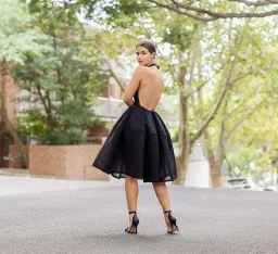 Scanlan Theodore Webbing Halter Dress Black Size 6 for rent on The Volte - image 1