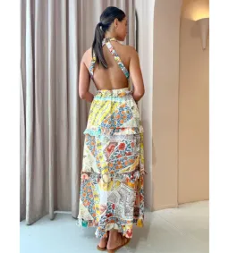 Kate Ford Zellejie Long Layered Maxi Dress Multi Print Size AU 6 for rent on The Volte - image 4