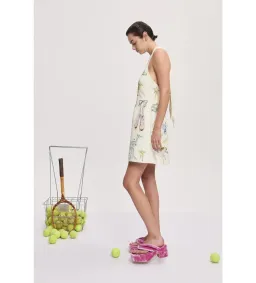 Alemais Court Mini Dress Cream Print Size AU 10 for rent on The Volte - image 2