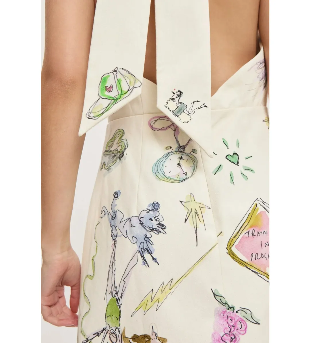 Alemais Court Mini Dress Cream Print Size AU 10 for rent on The Volte - main image