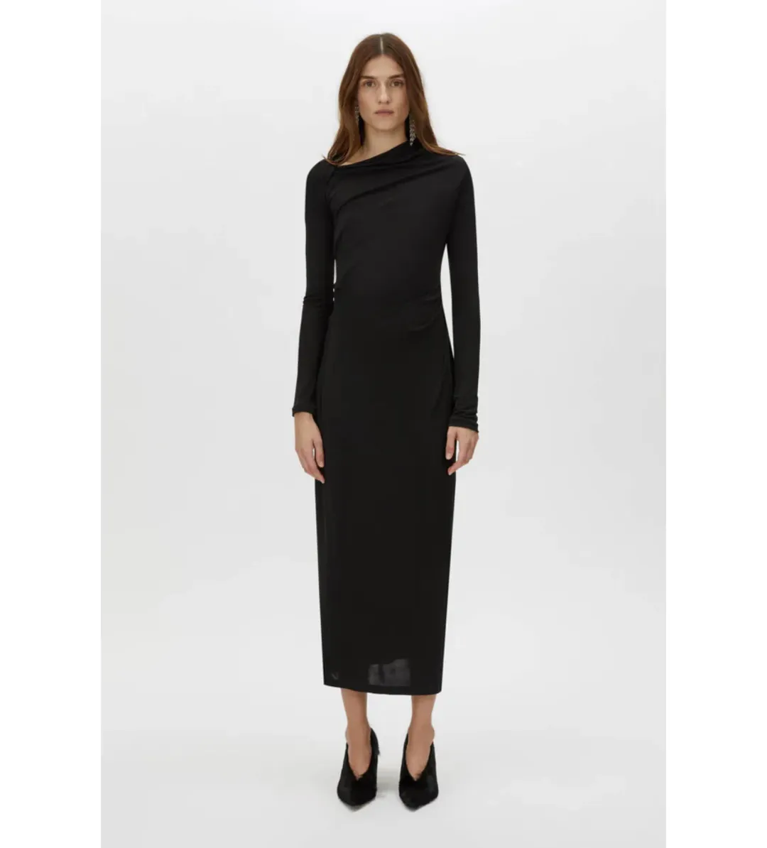 Camilla and Marc Mai Long Sleeve Midi Dress in Black Size AU 10 for rent on The Volte - main image